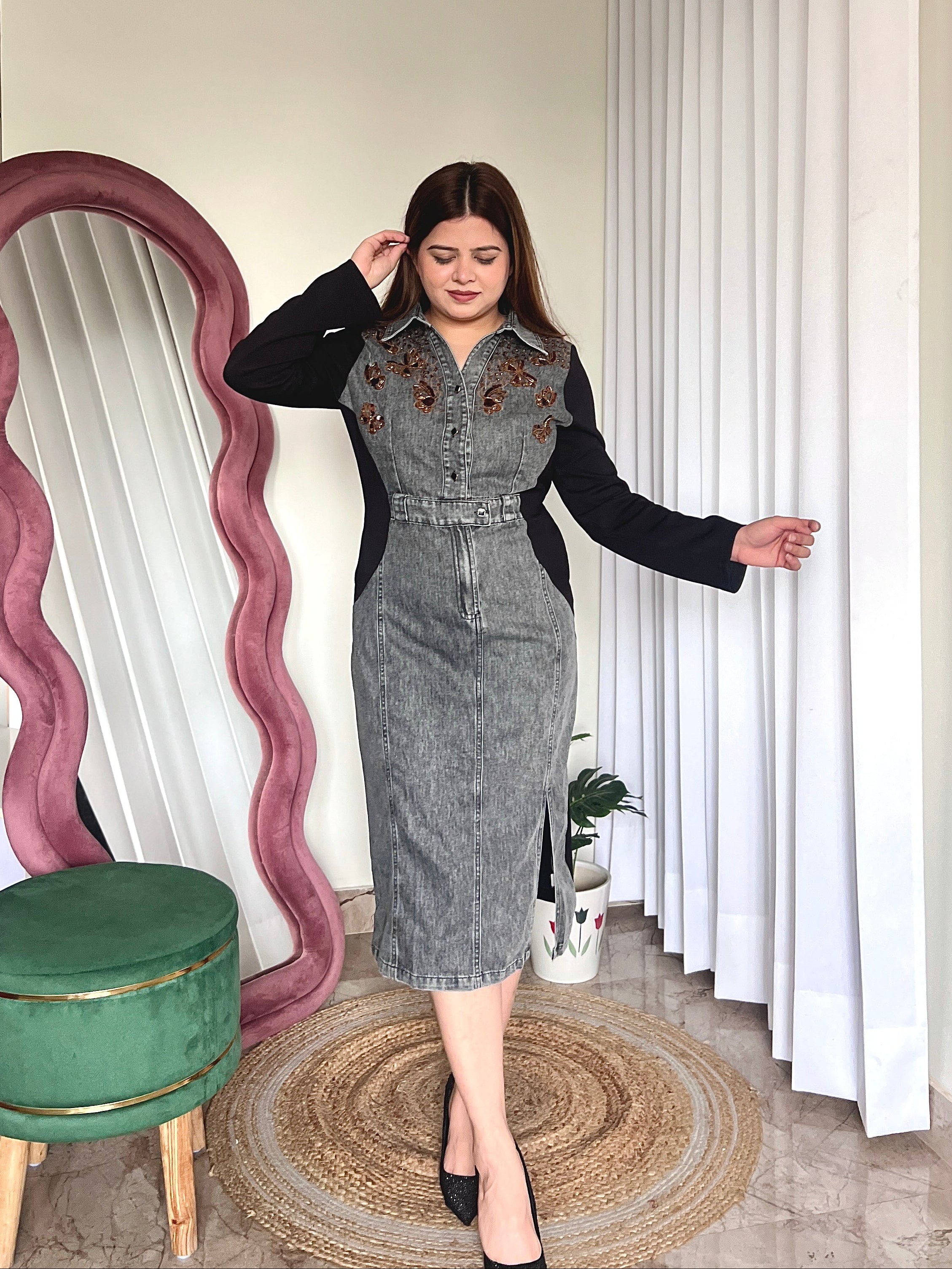 PEDRO BUTTERFLY DENIM DRESS