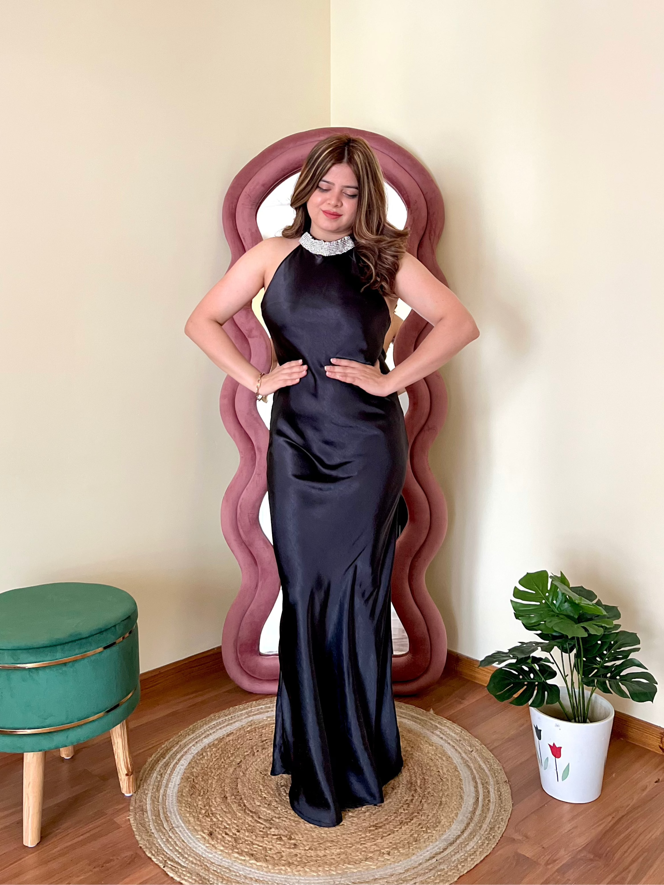NOIR LUXE HALTER GOWN