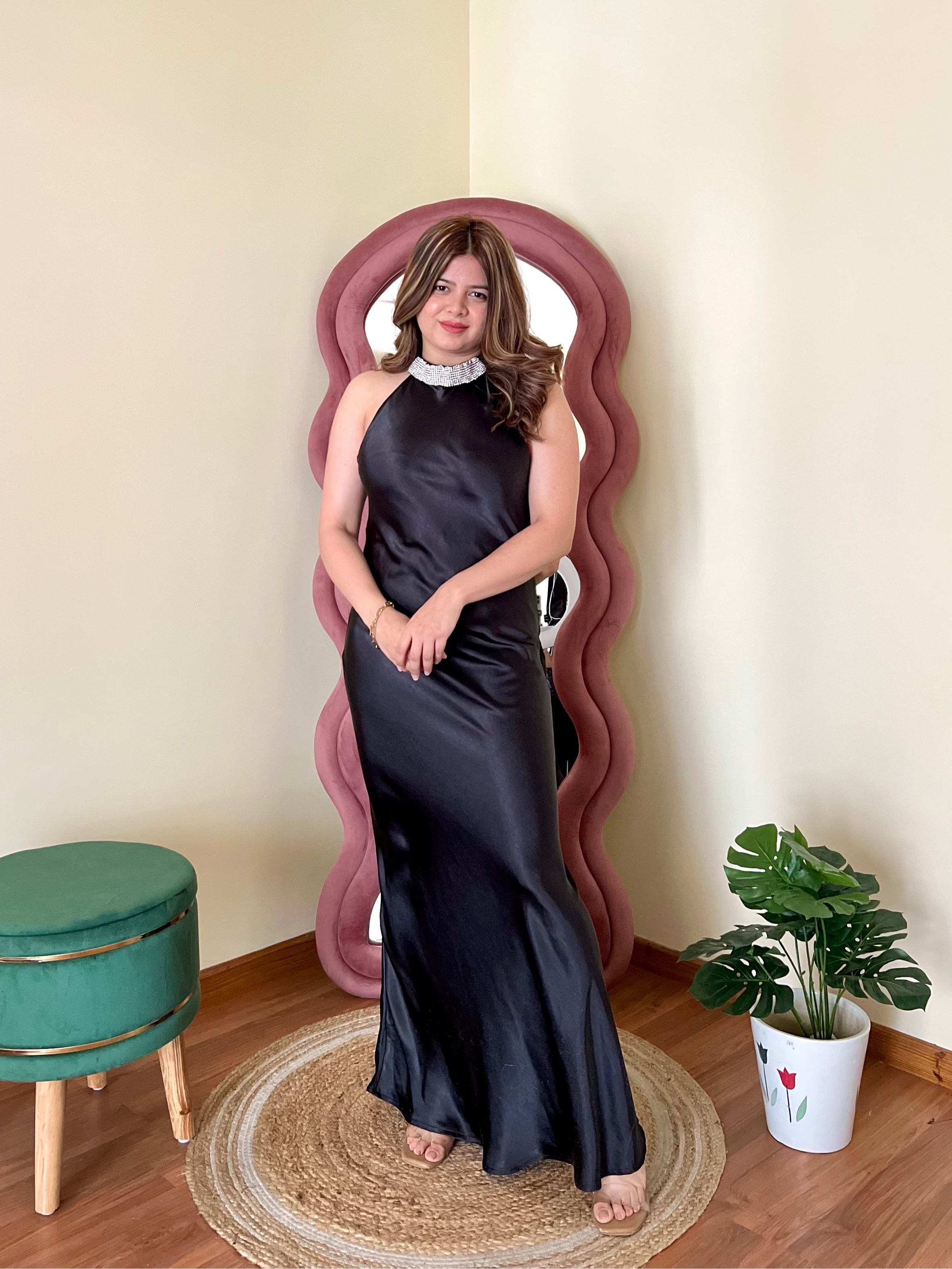 NOIR LUXE HALTER GOWN