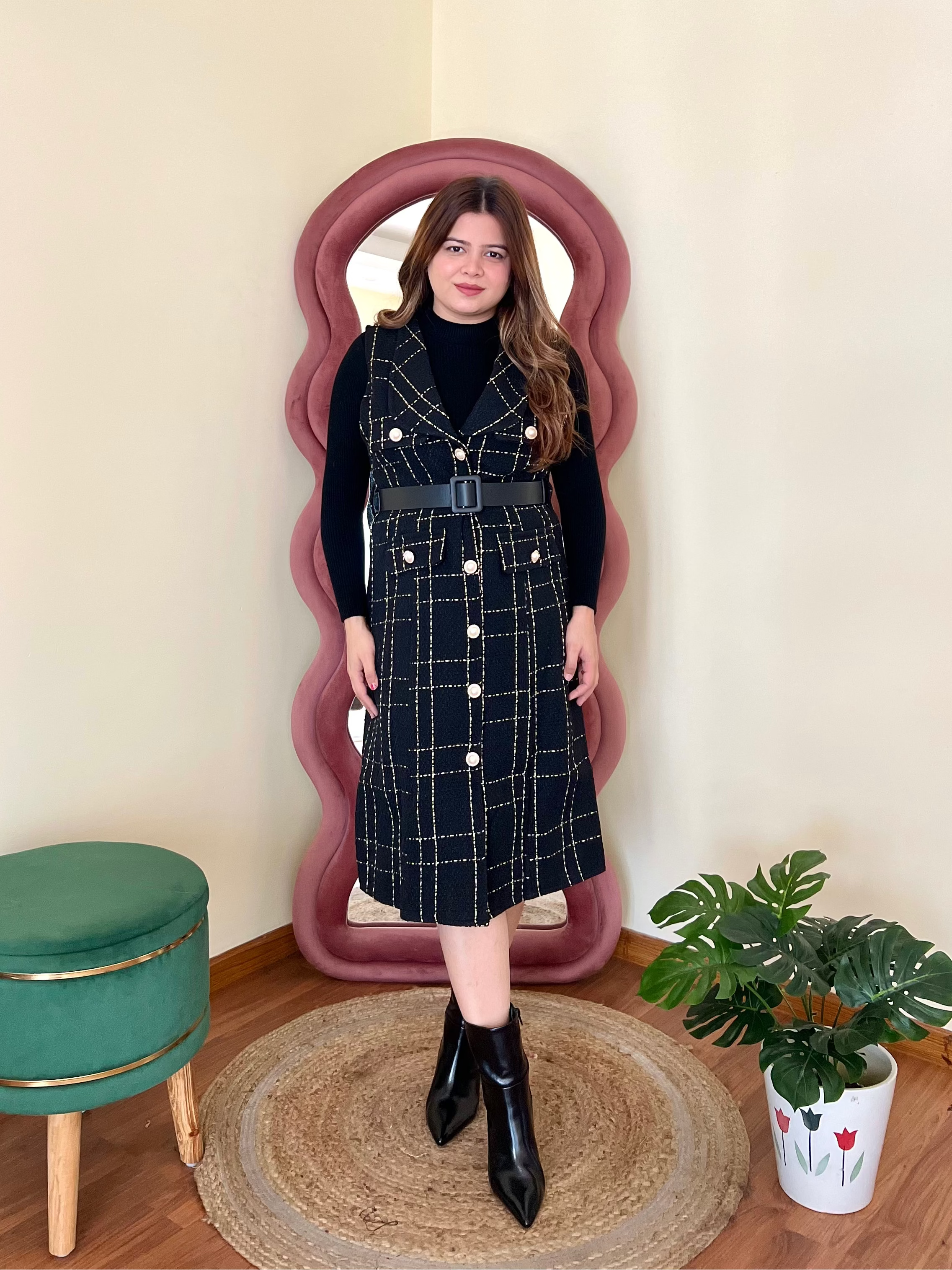 CLEO TWEED MIDI DRESS