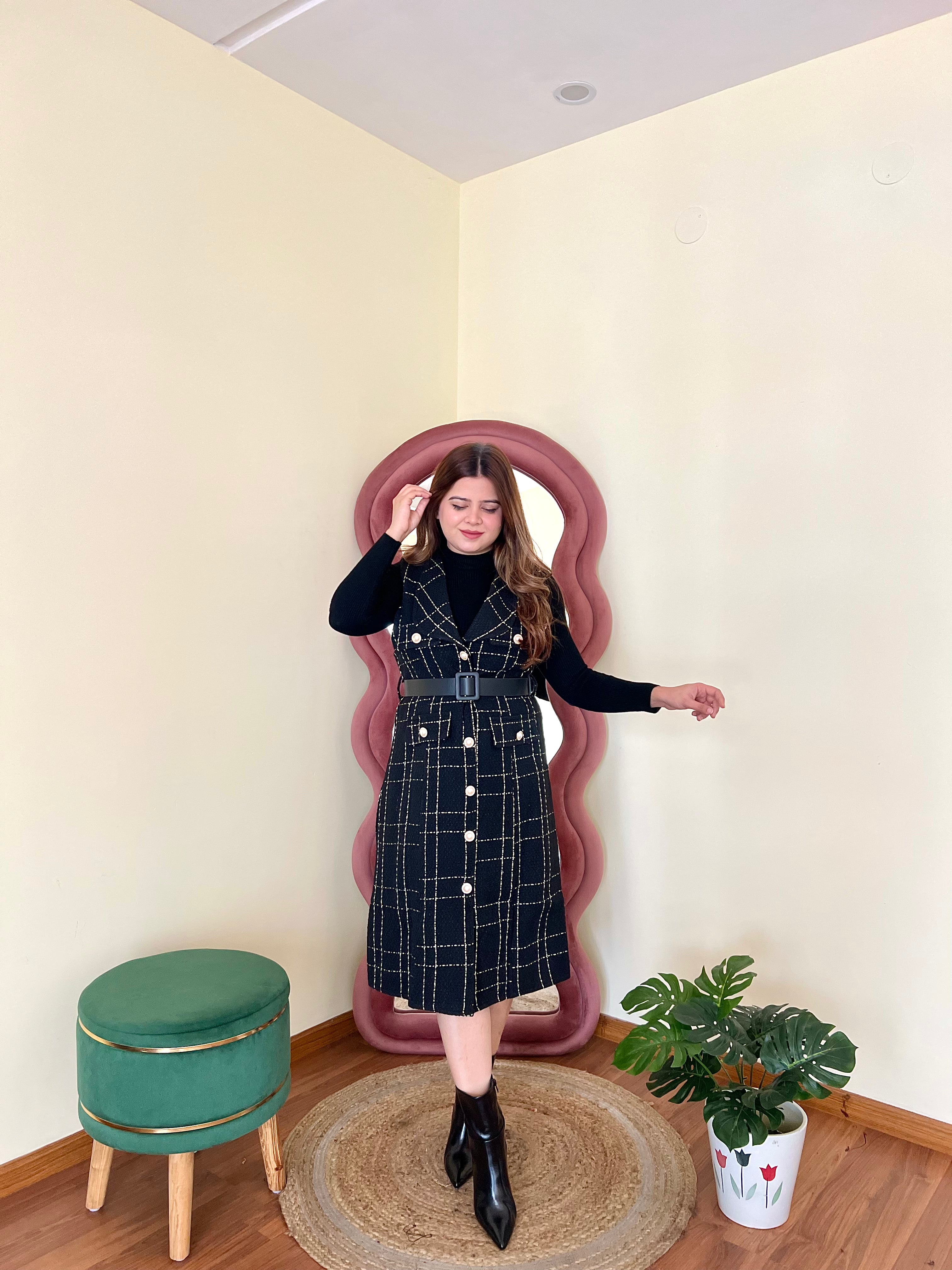 CLEO TWEED MIDI DRESS