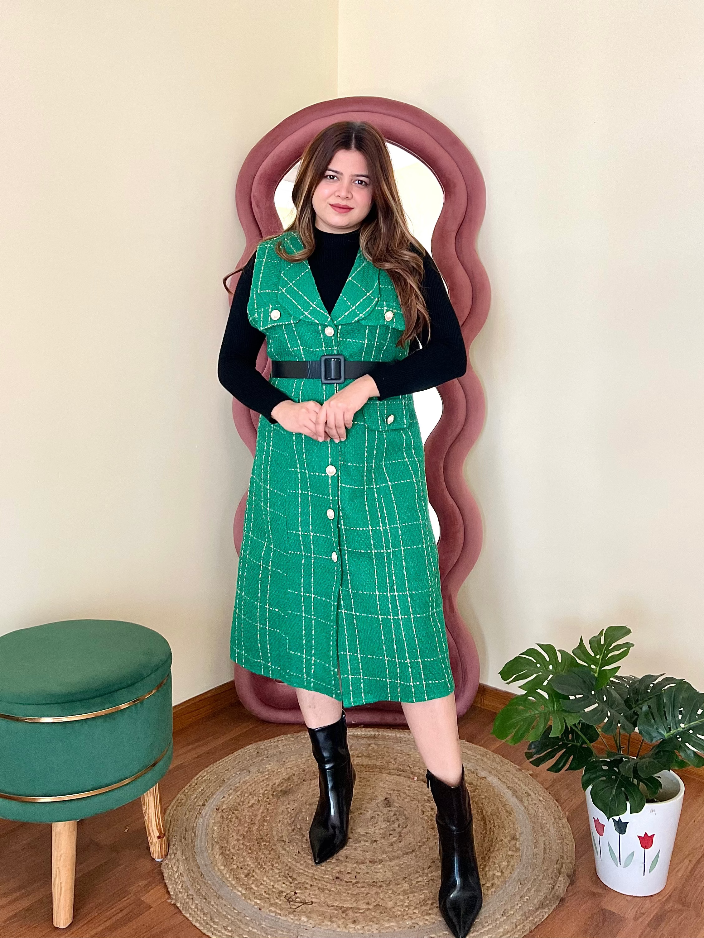 CLEO TWEED MIDI DRESS