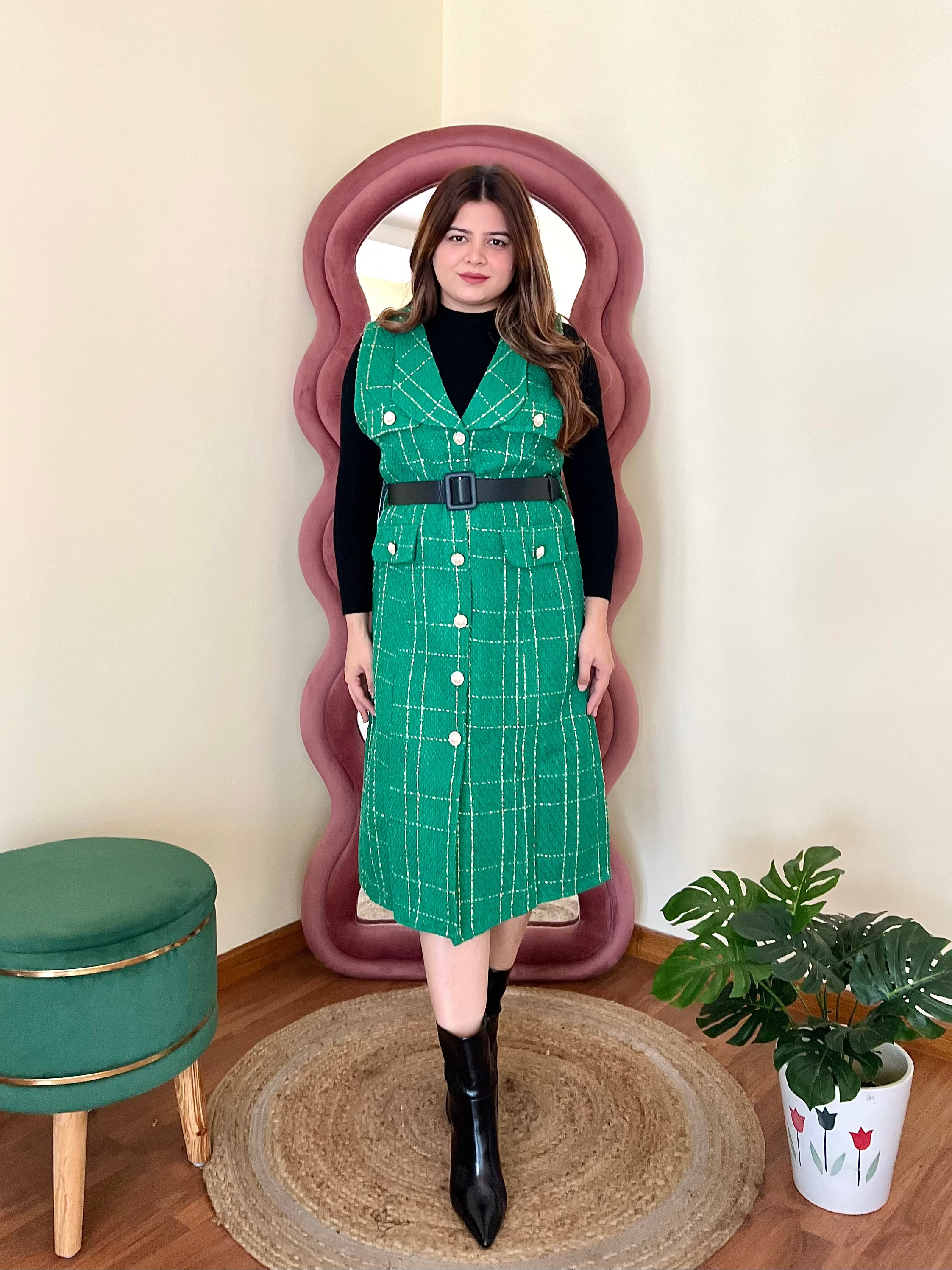 CLEO TWEED MIDI DRESS