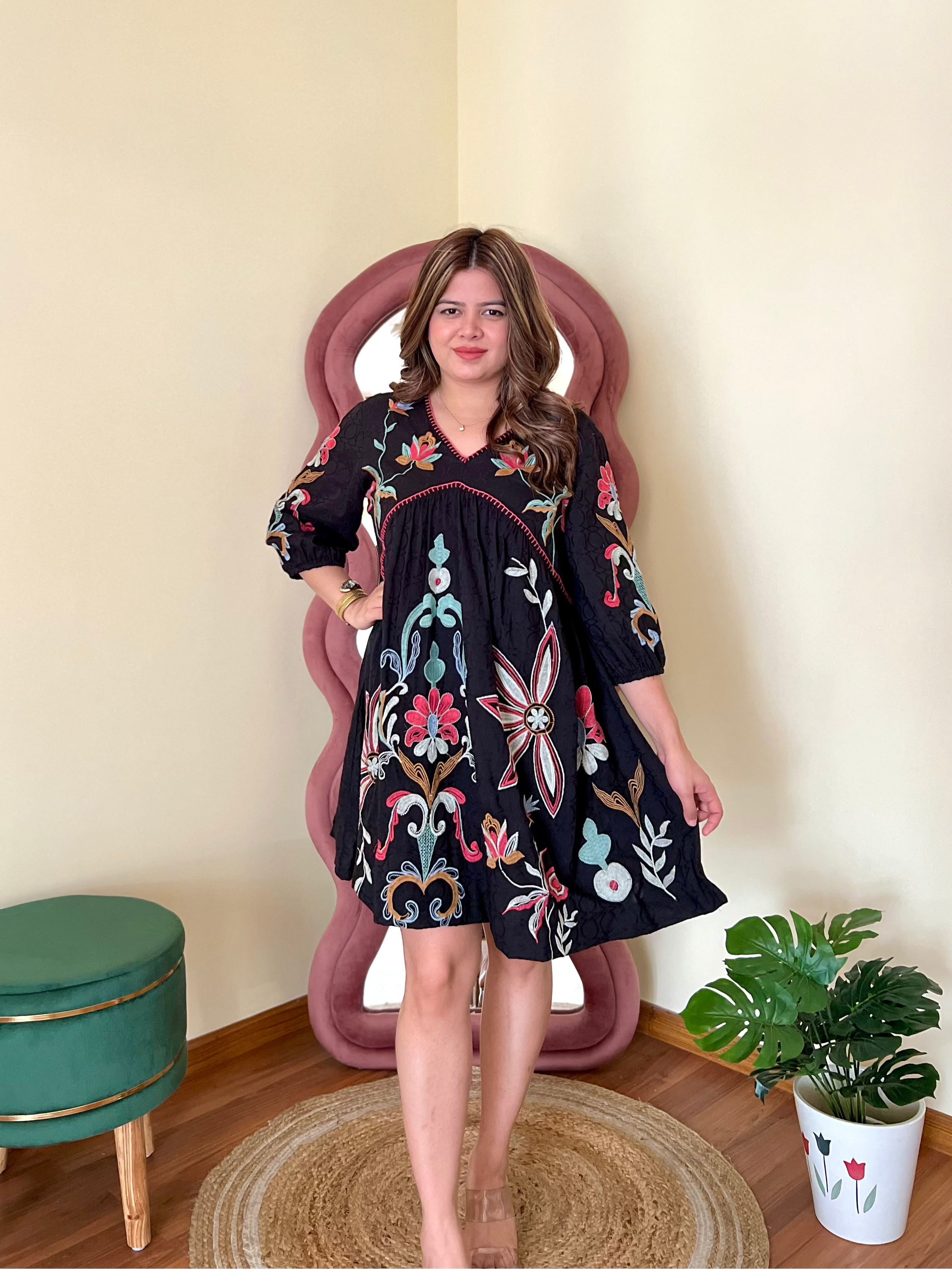 NYSA EMBROIDERED DRESS