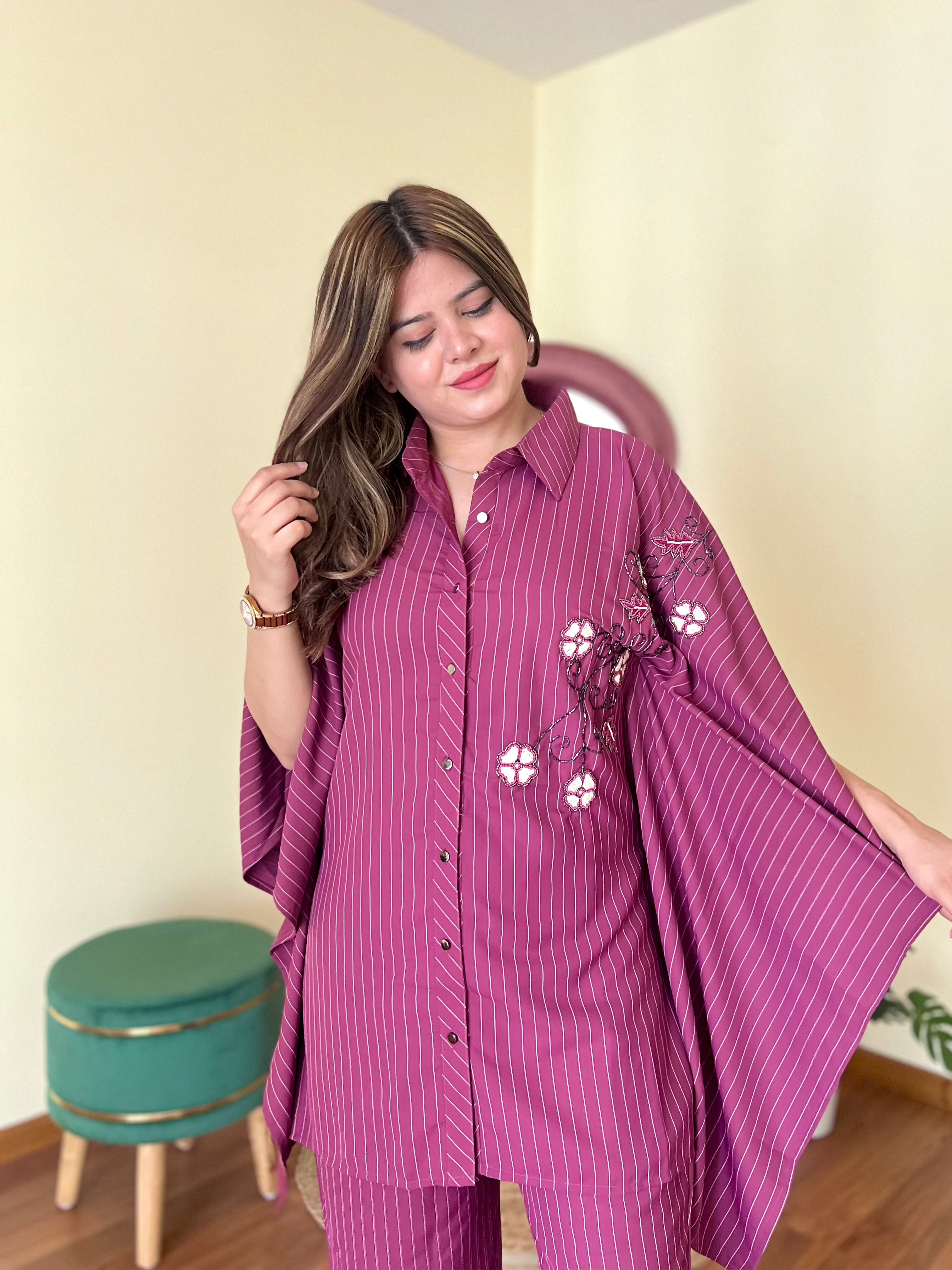 STRIPPED KAFTAN SET