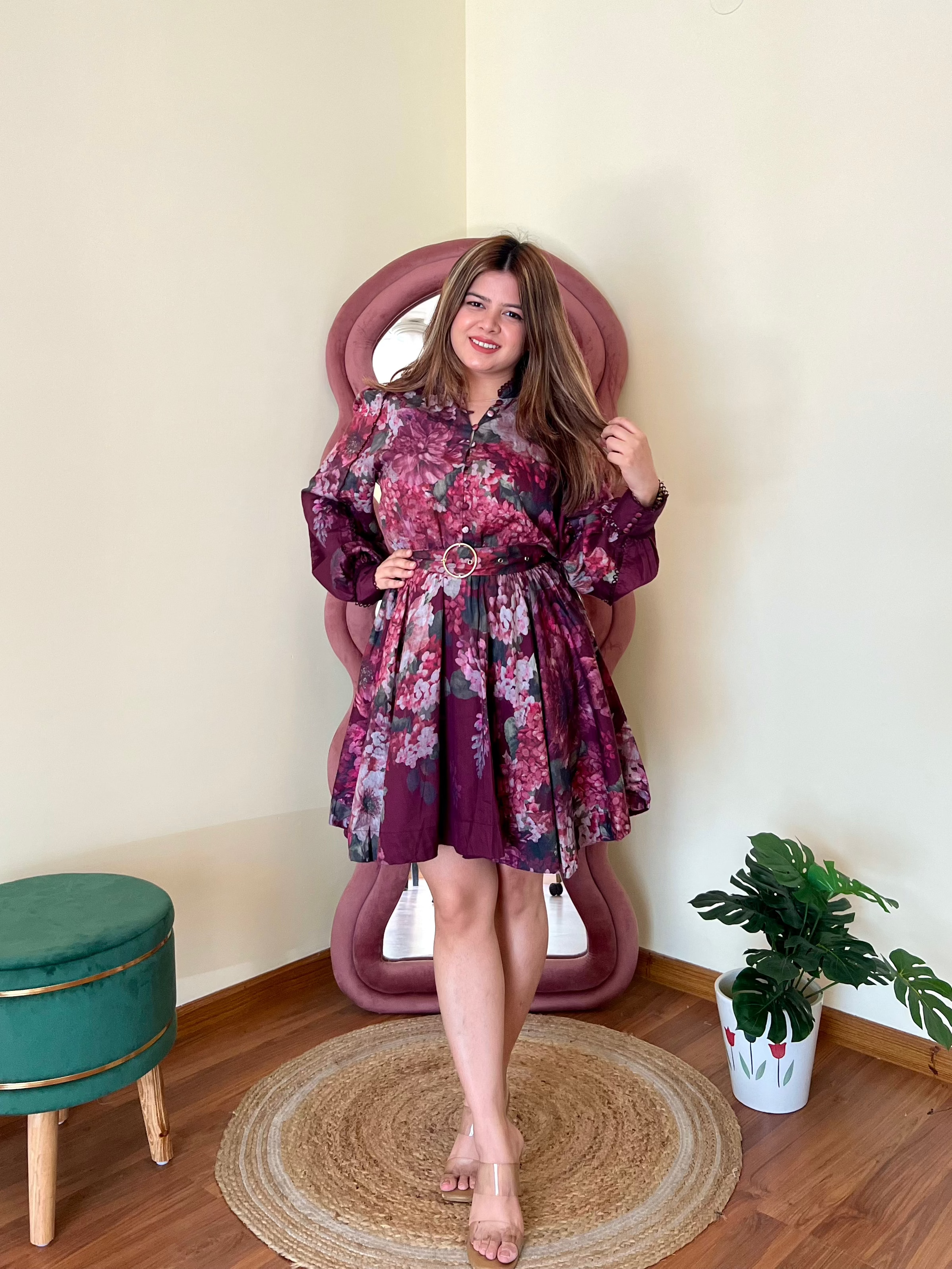 GRAPEFRUIT BELTED DRESS