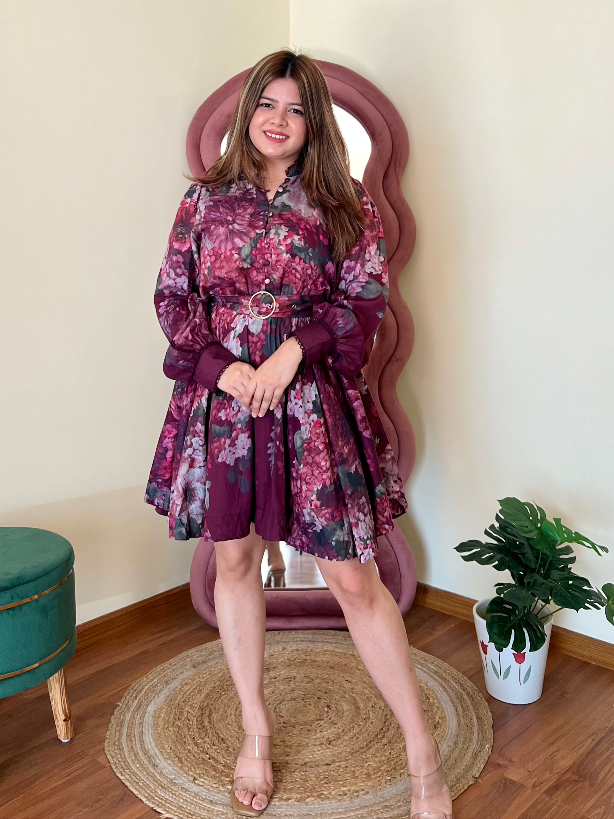 GRAPEFRUIT BELTED DRESS