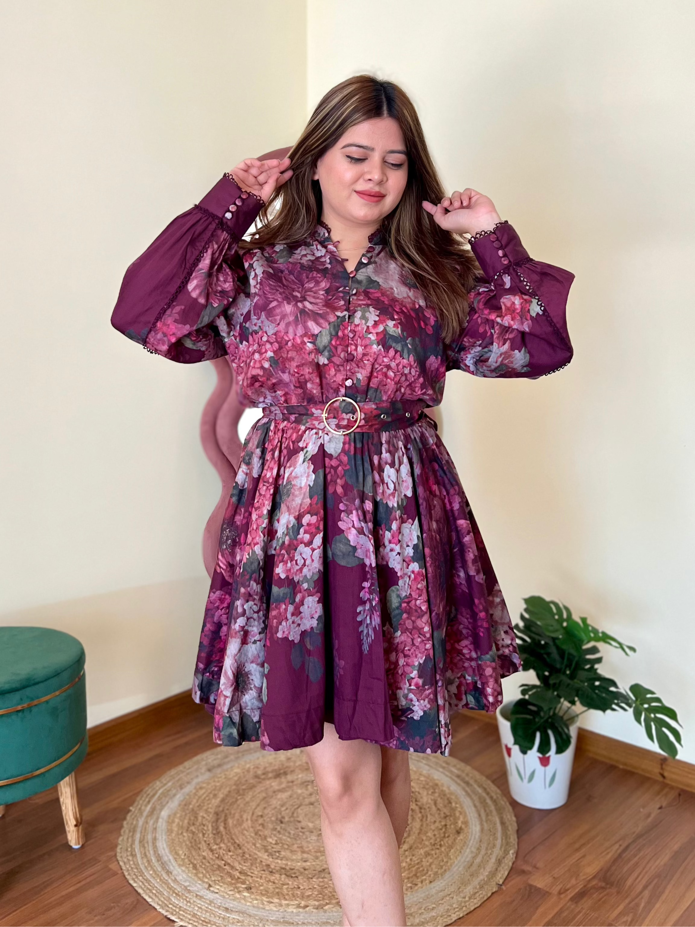 GRAPEFRUIT BELTED DRESS