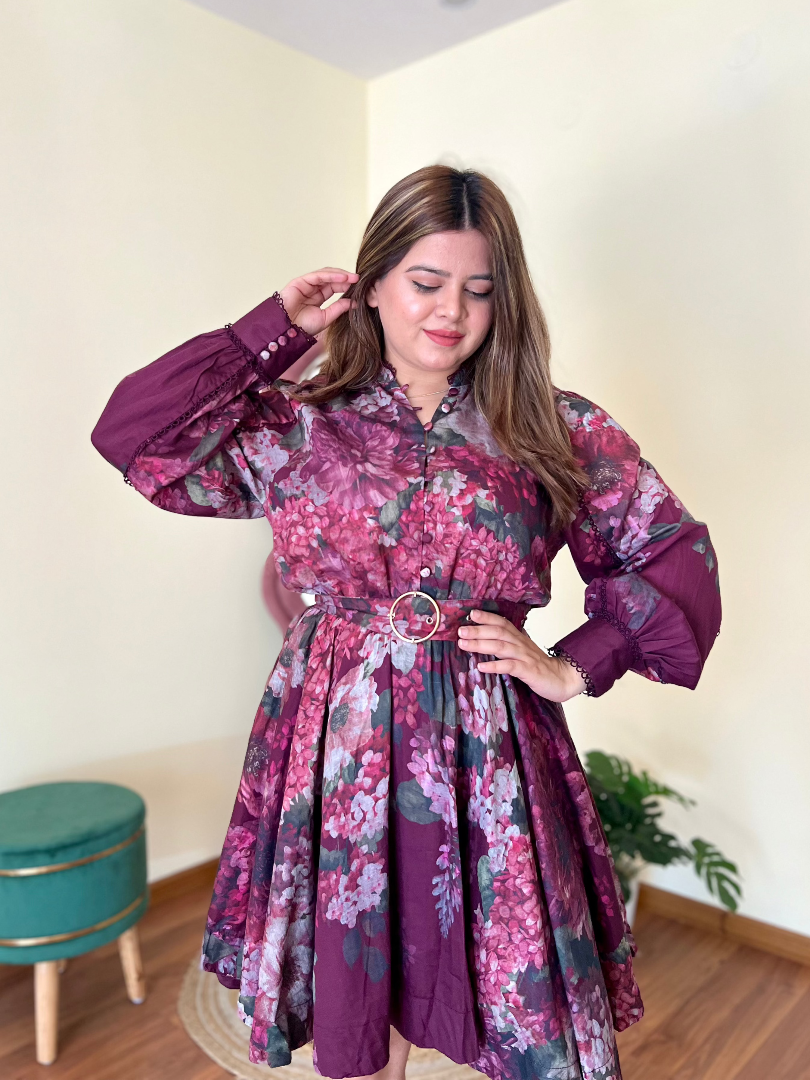 GRAPEFRUIT BELTED DRESS