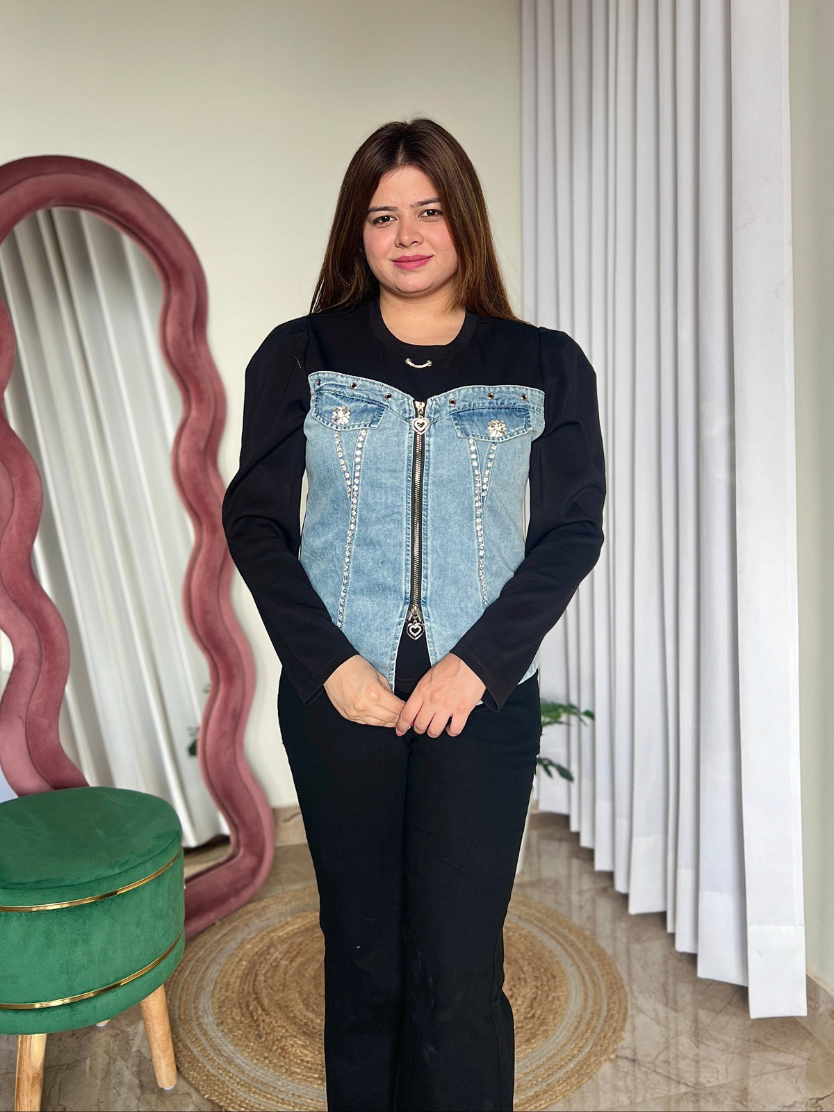 YOKE DENIM TOP