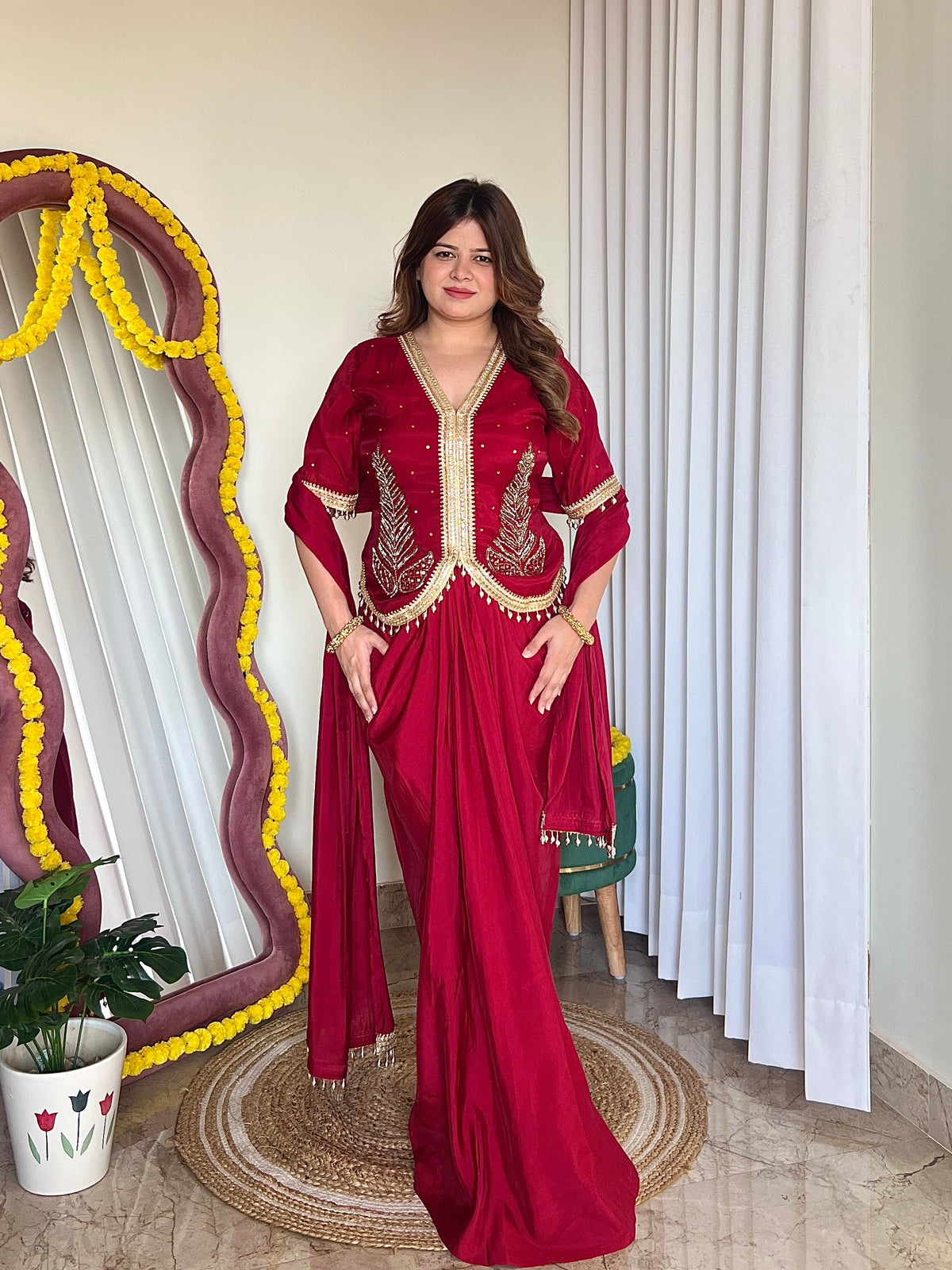 MEHER 3PC DRAPE SKIRT SET