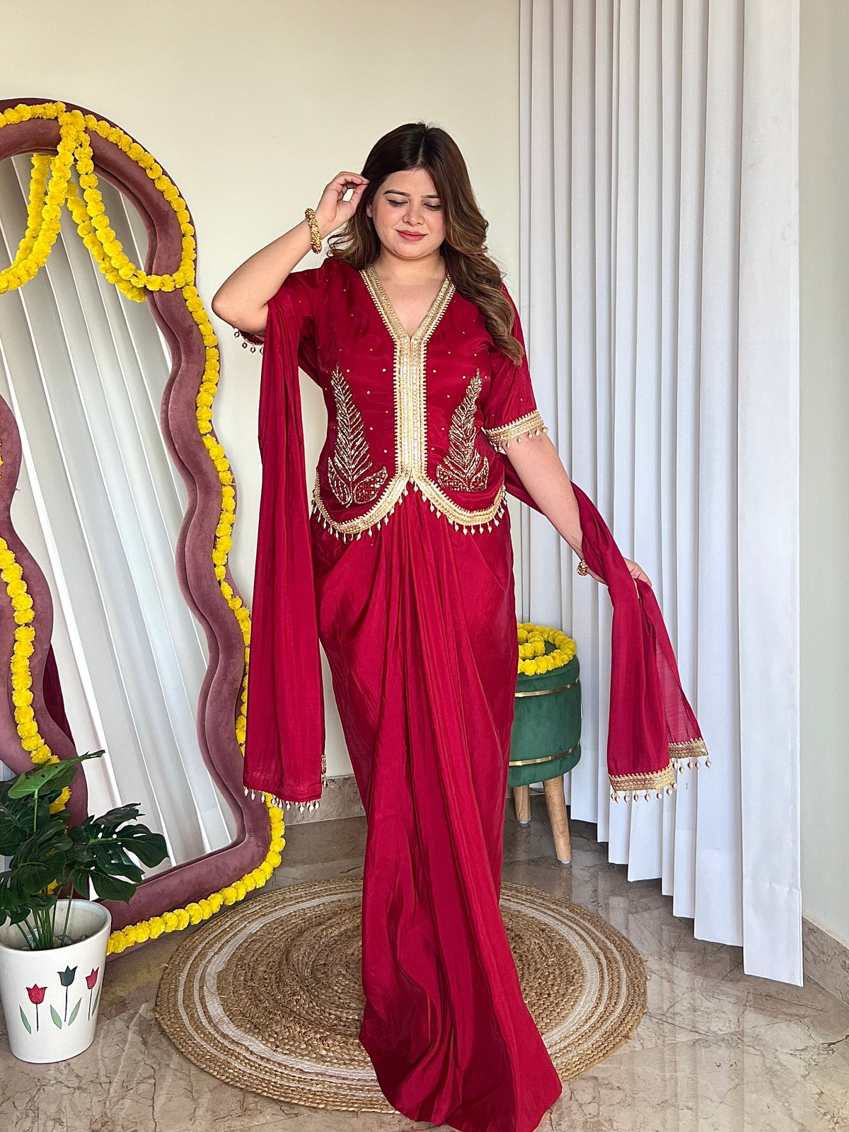 MEHER 3PC DRAPE SKIRT SET