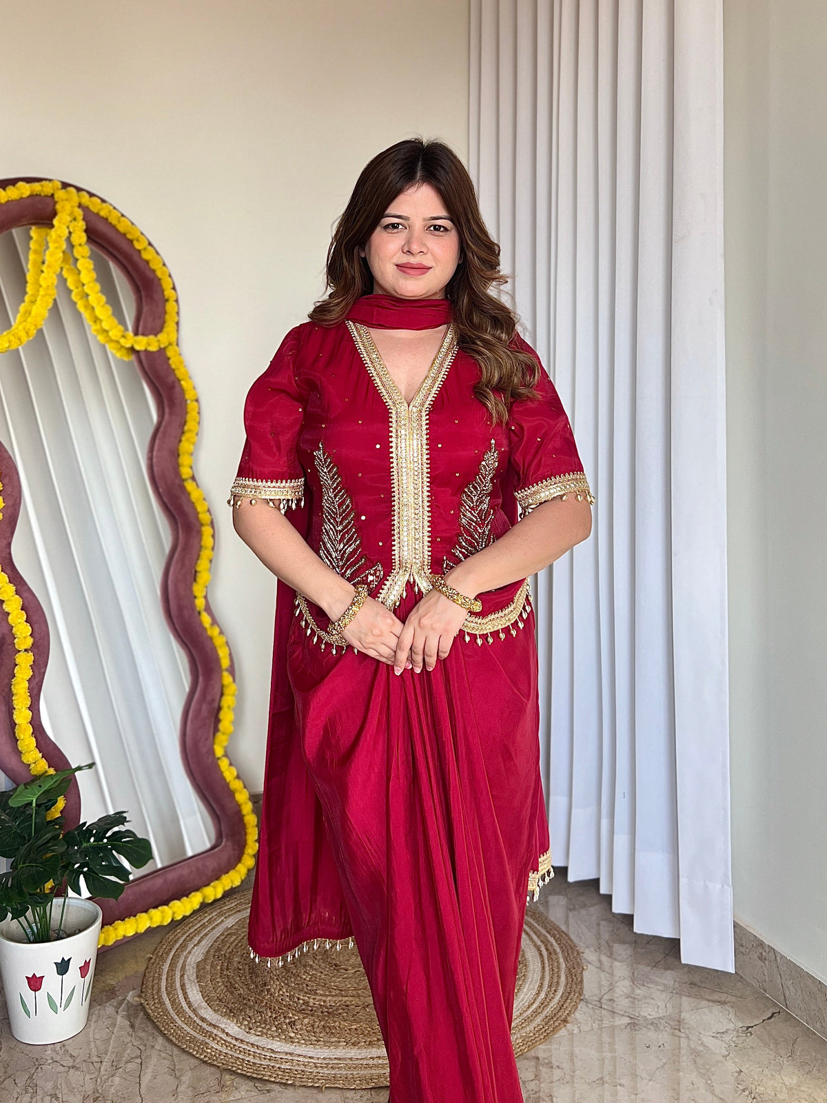 MEHER 3PC DRAPE SKIRT SET
