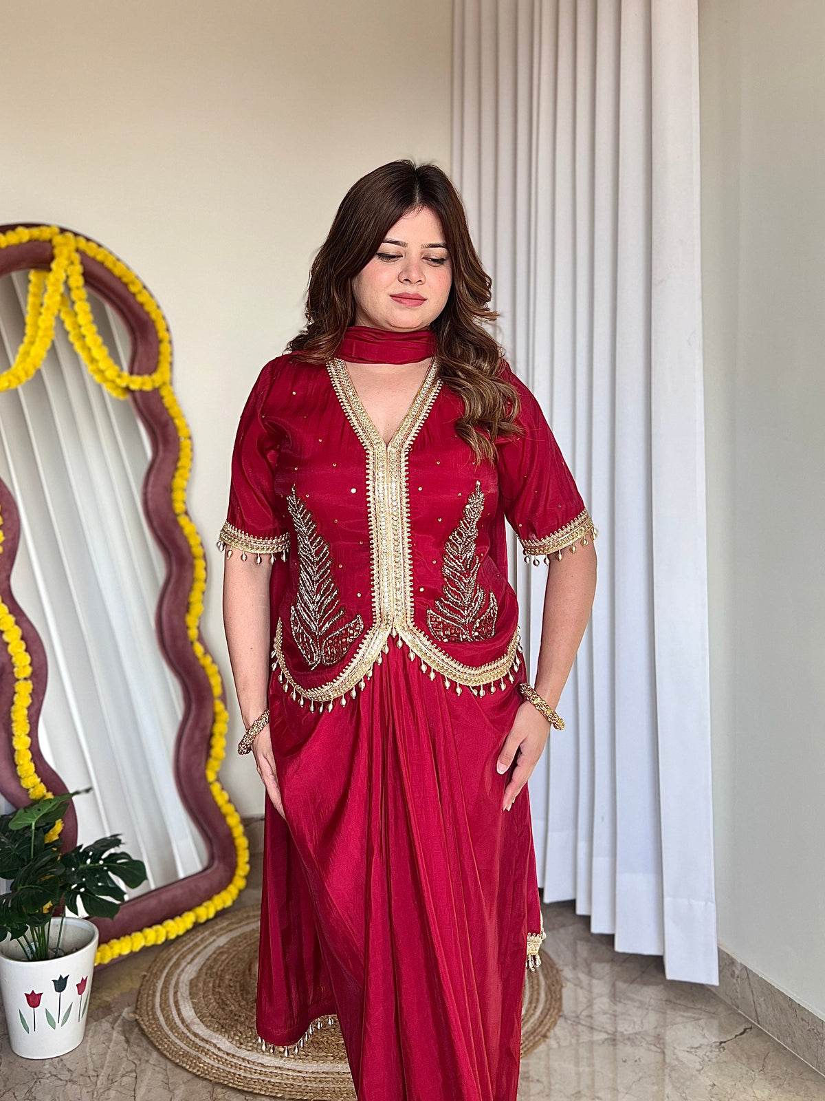 MEHER 3PC DRAPE SKIRT SET