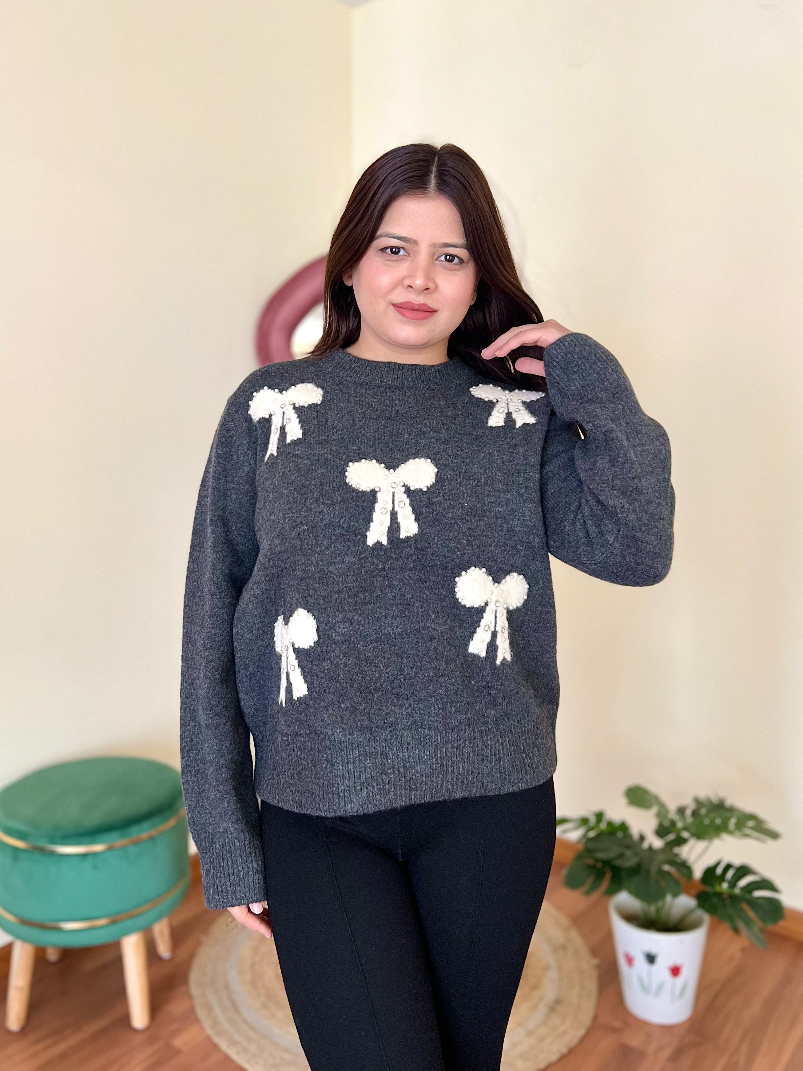 GEMMA WOOLEN BOW SEATER