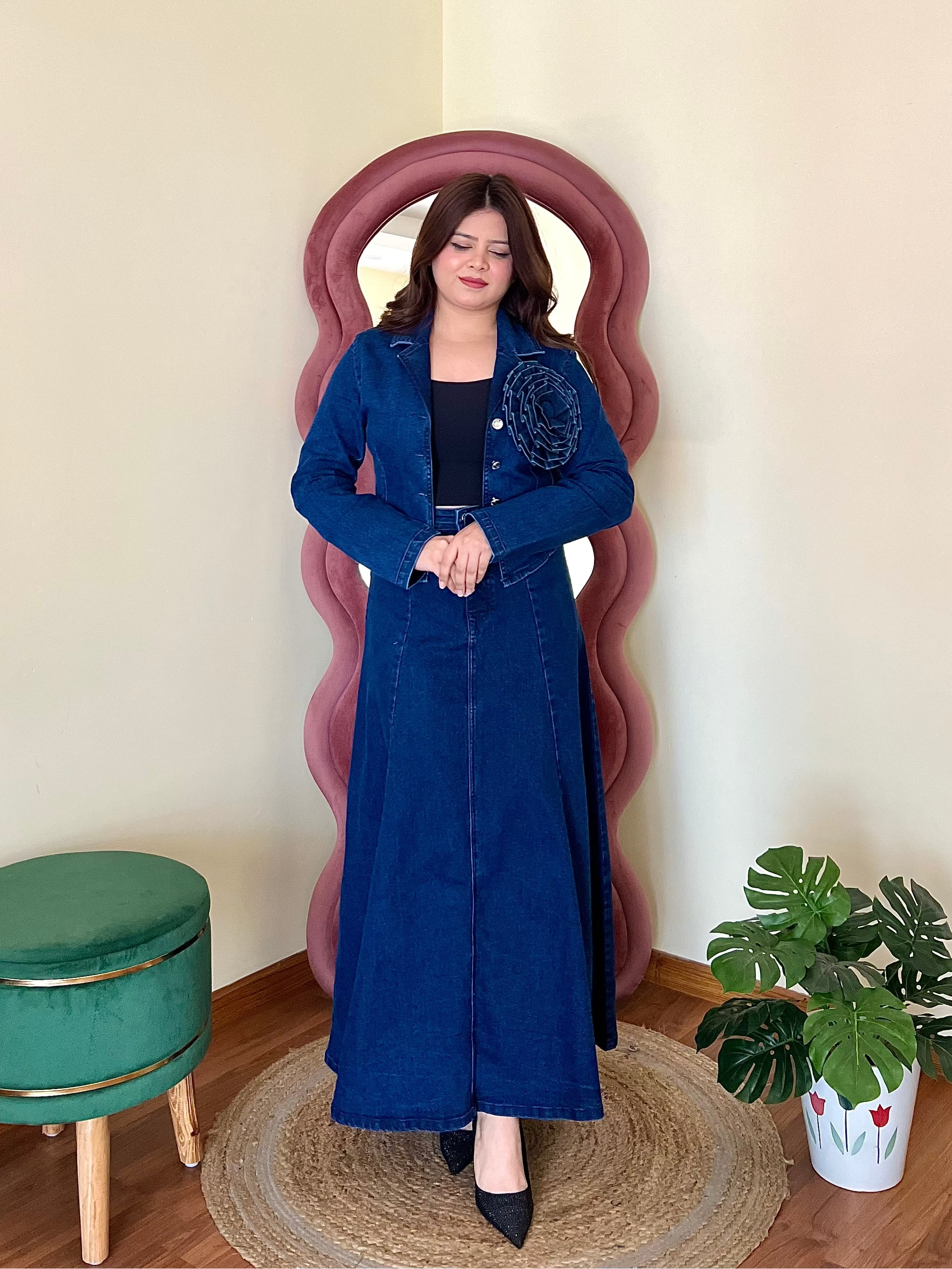 VERO DENIM SKIRT SET