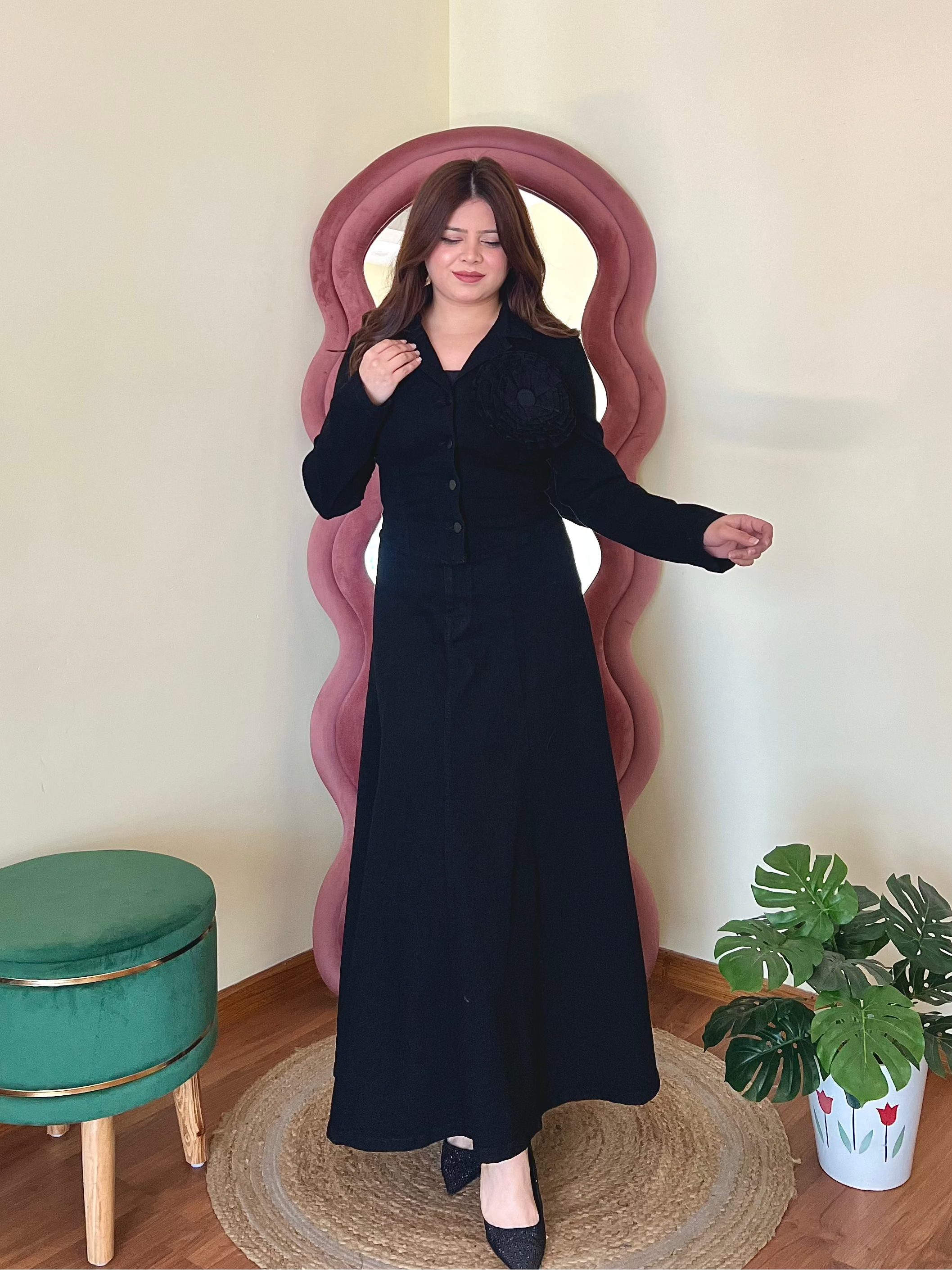 VERO DENIM SKIRT SET