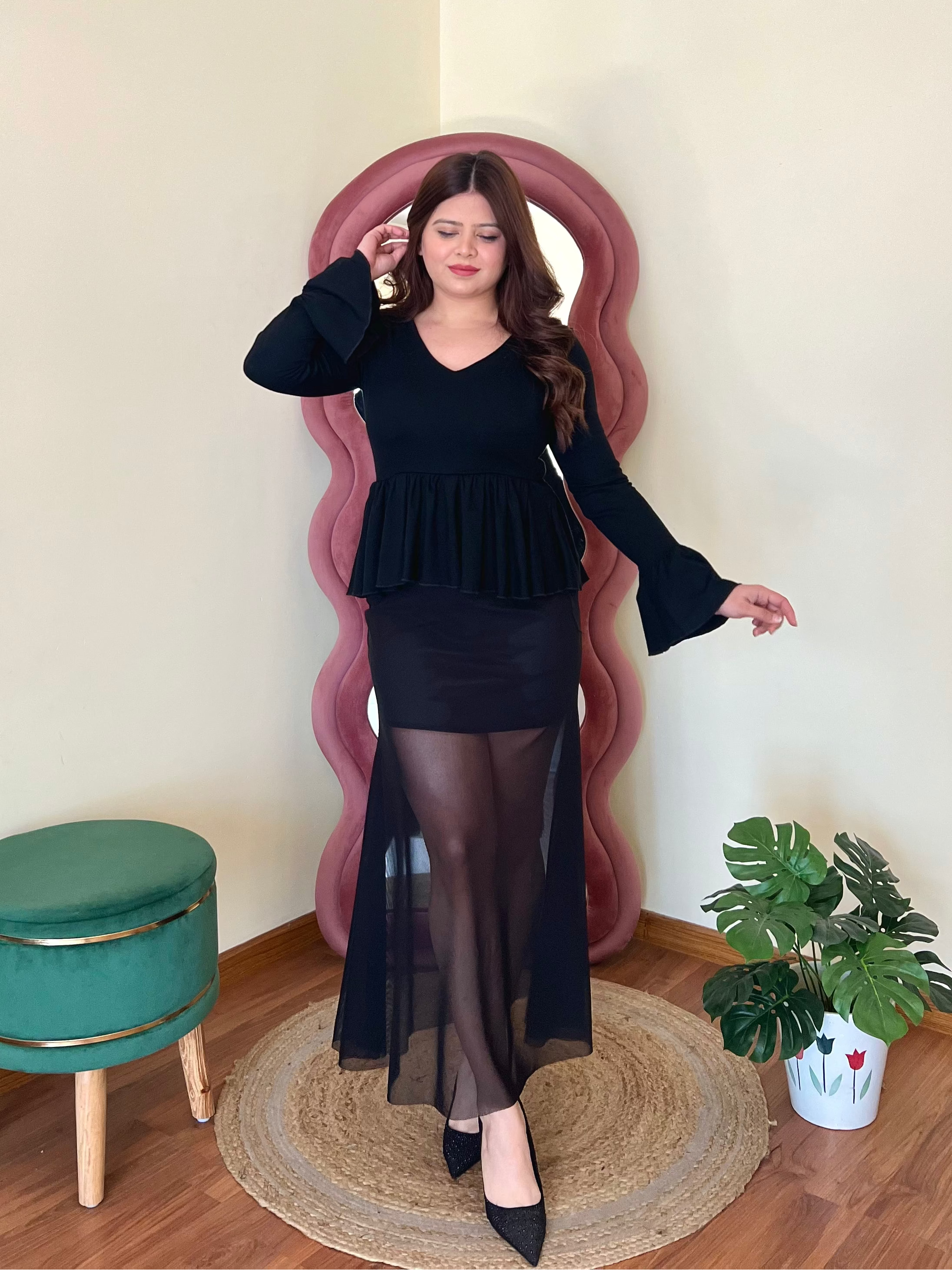 DELLA PEPLUM DRESS